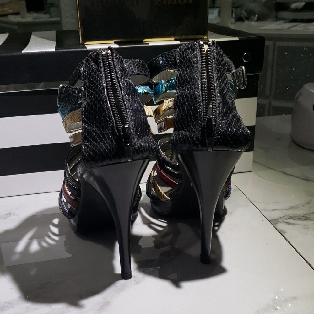 Multicolor Strappy High Heels - Picture 4 of 4